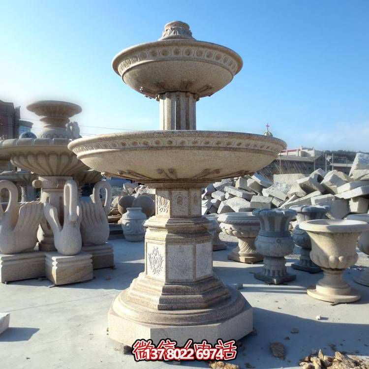 歐式黃銹石噴泉流水轉動球，點綴酒店會所景觀