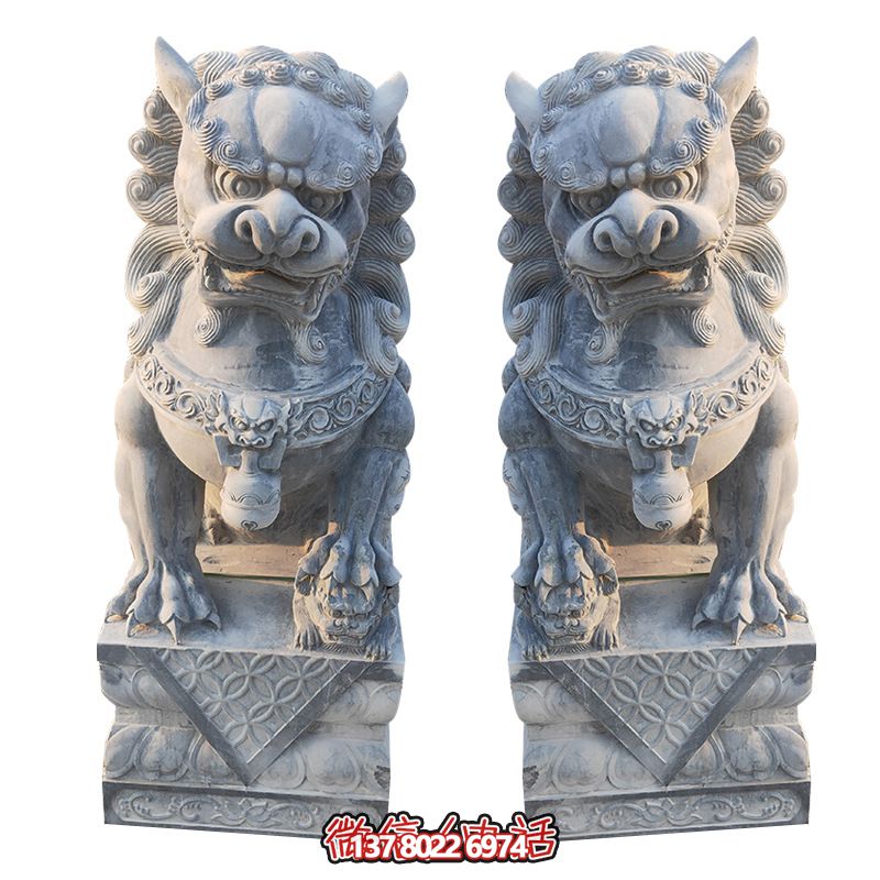 經典石雕大理獅子雕塑,精致祠堂裝飾 經典石雕大理獅子雕塑,精致祠堂裝飾