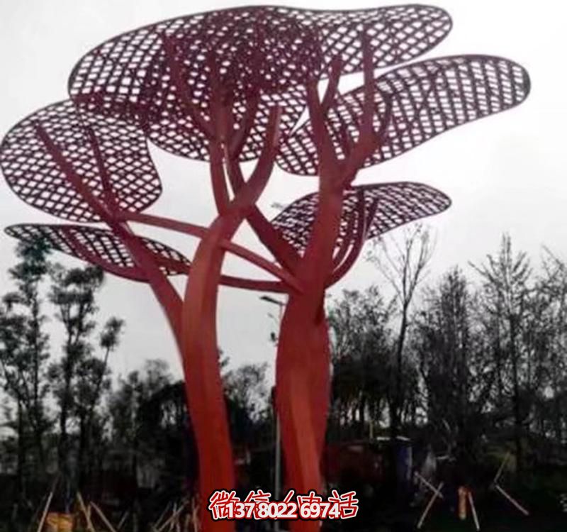 兒童安全游樂園，不銹鋼網格樹雕塑裝置