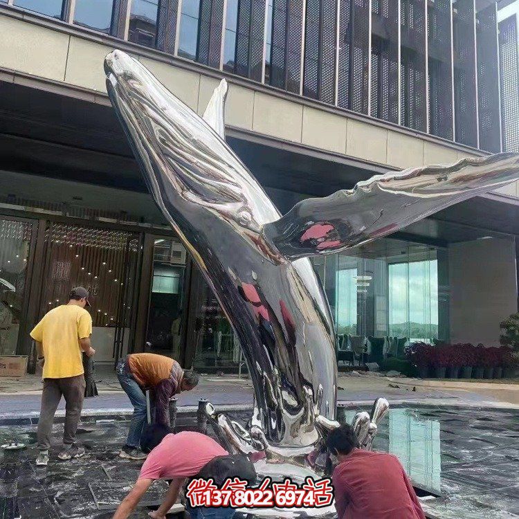 大型不銹鋼鏤空魚(yú)類擺件，為戶外水景商場(chǎng)售樓部裝飾