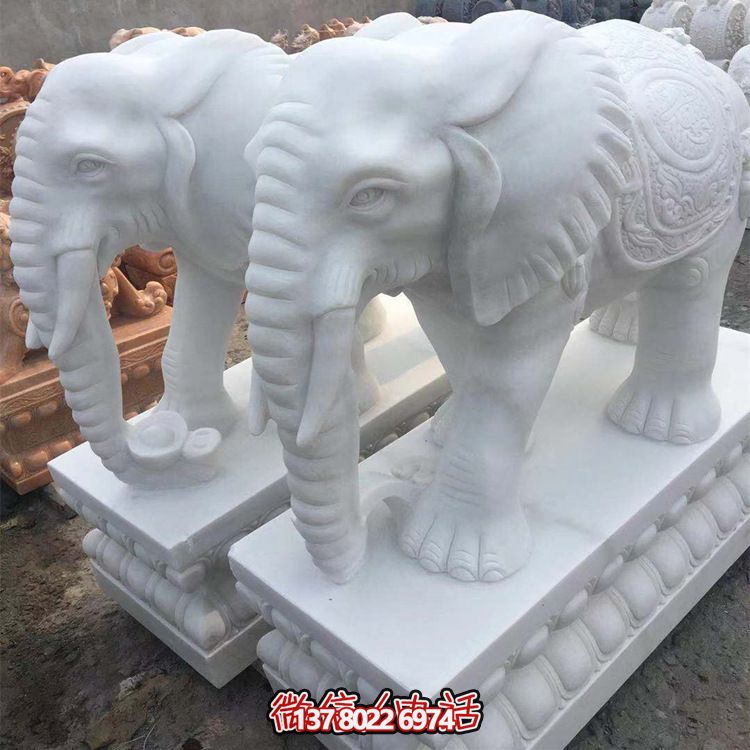 雕塑藝術融入園林景觀,漢白玉大象石雕點綴戶外 雕塑藝術融入園林景觀,漢白玉大象石雕點綴戶外