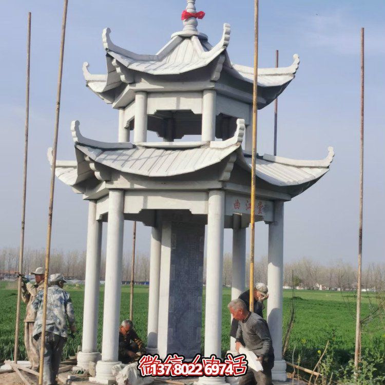 雙層大理石石雕涼亭，點綴家園，打造美麗園林景觀