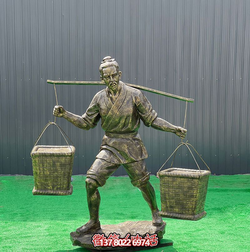 仿銅雕塑,勤勞農耕人物雕塑,裝飾庭院玻璃鋼挑擔子 仿銅雕塑,勤勞農耕人物雕塑,裝飾庭院玻璃鋼挑擔子