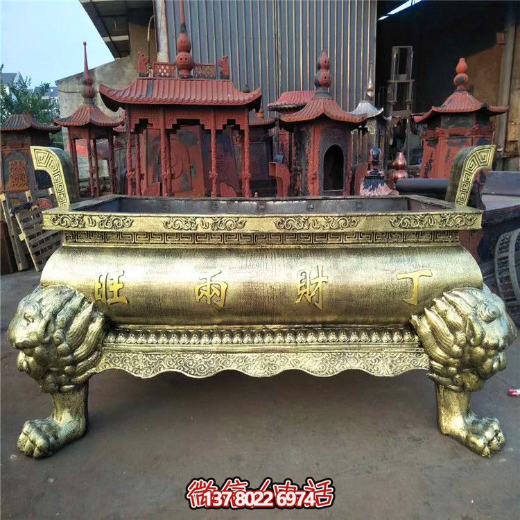 古典道觀金漆長(zhǎng)形香爐 古典道觀金漆長(zhǎng)形香爐