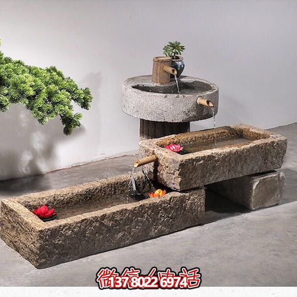 石槽組合戶外魚缸，完美景觀美化家居養魚空間