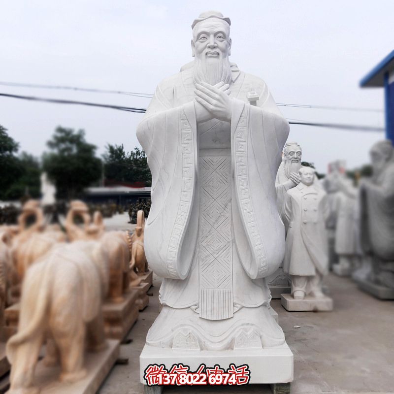 漢白玉孔子雕塑傳承中華文化，融入創(chuàng)意景區(qū)