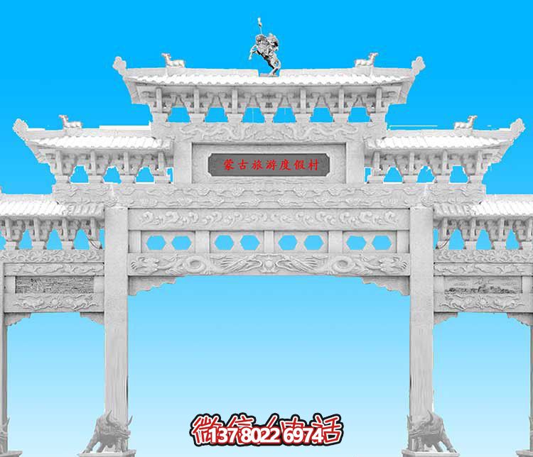 經典漢白玉雕塑，精致裝飾牌樓，為您的旅游景觀增添美感