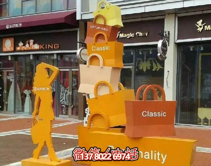 不銹鋼購物袋雕塑，讓您的商業街路邊擺放更具藝術感