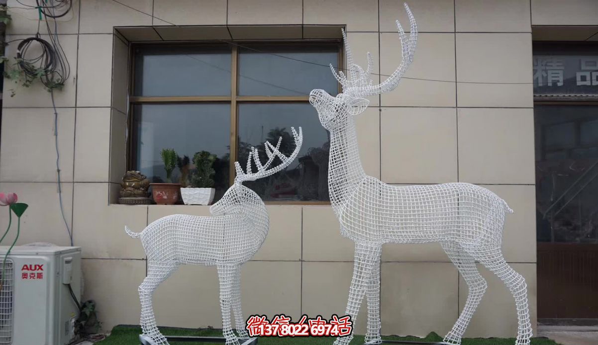 不銹鋼創意戶外草坪鏤空照明梅花鹿雕塑 不銹鋼創意戶外草坪鏤空照明梅花鹿雕塑