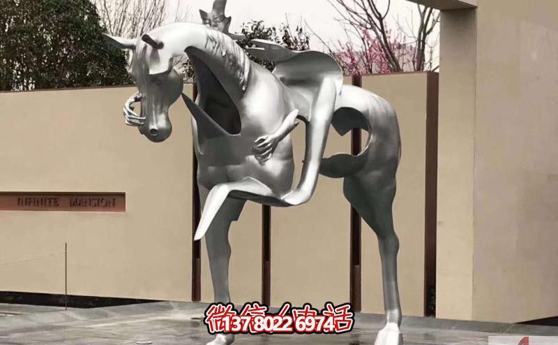 景區不銹鋼抽象人騎馬雕塑 景區不銹鋼抽象人騎馬雕塑