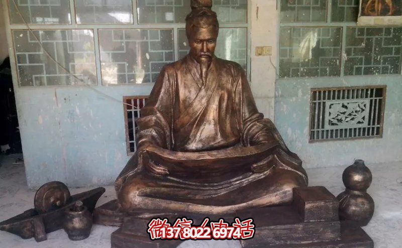 景區(qū)玻璃鋼仿銅古代人物坐著的讀書(shū)雕塑 景區(qū)玻璃鋼仿銅古代人物坐著的讀書(shū)雕塑