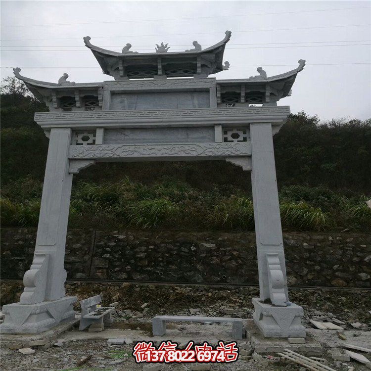 大型石雕戶外單門(mén)牌坊雕塑