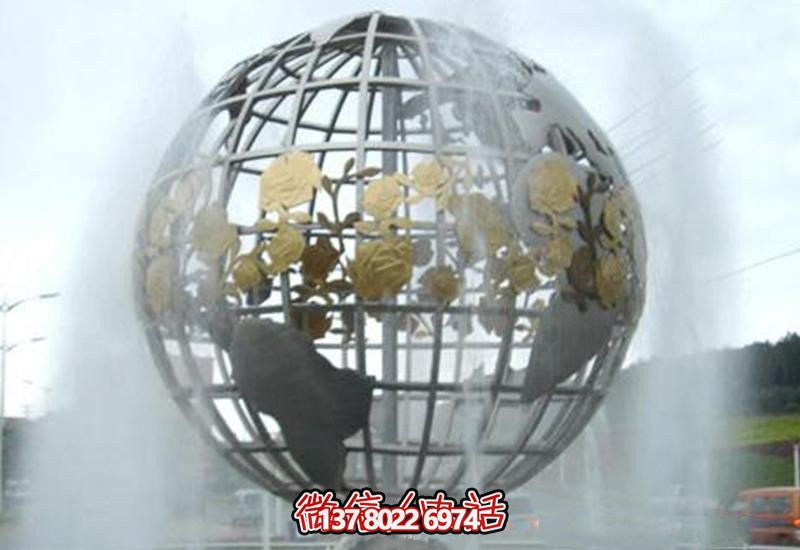 室內裝飾不銹鋼創意鏤空鏡面地球儀雕塑 室內裝飾不銹鋼創意鏤空鏡面地球儀雕塑
