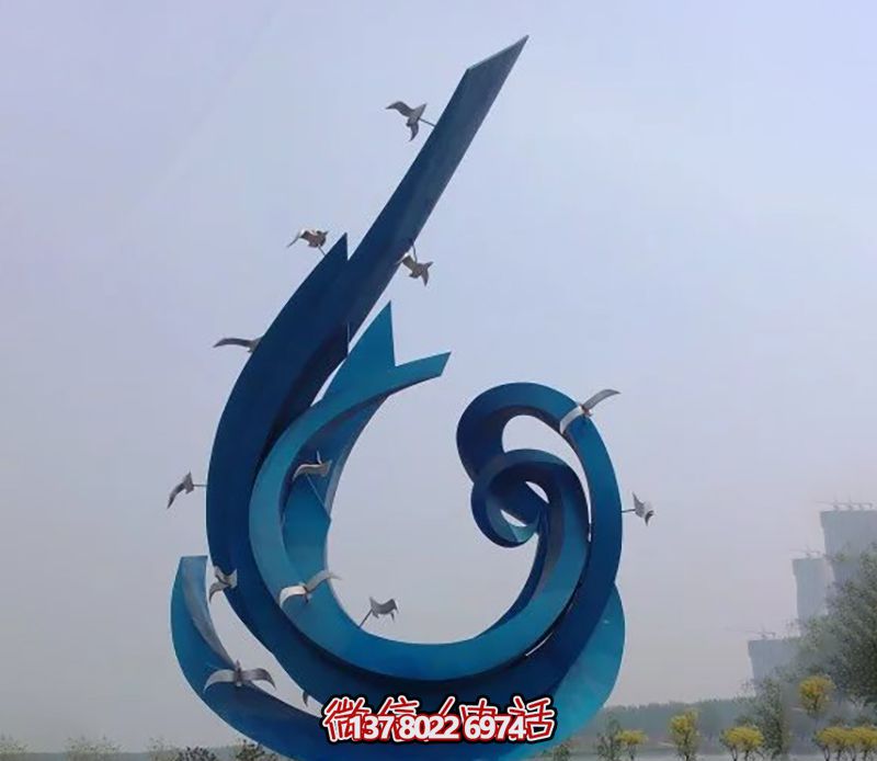別墅小區(qū)街道抽象藝術(shù)工藝藍色標志鴿子飛翔雕塑 別墅小區(qū)街道抽象藝術(shù)工藝藍色標志鴿子飛翔雕塑